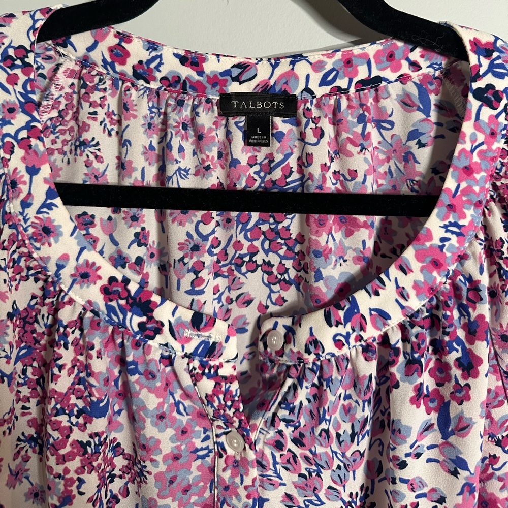Talbots Pink and Purple Floral Blouse - Picture 2 of 9
